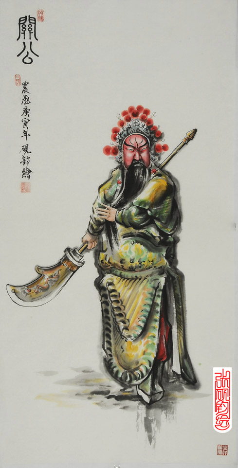 人物画、油絵、水墨画【三国志英雄張飛京劇人物】素晴らしい作品　額縁付 张砚钧人物国画--水墨京剧-张砚钧-前沿艺术欣赏互动投资我美故我在