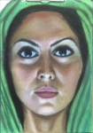 色粉肖像《被揭开面纱的阿拉伯妇女》