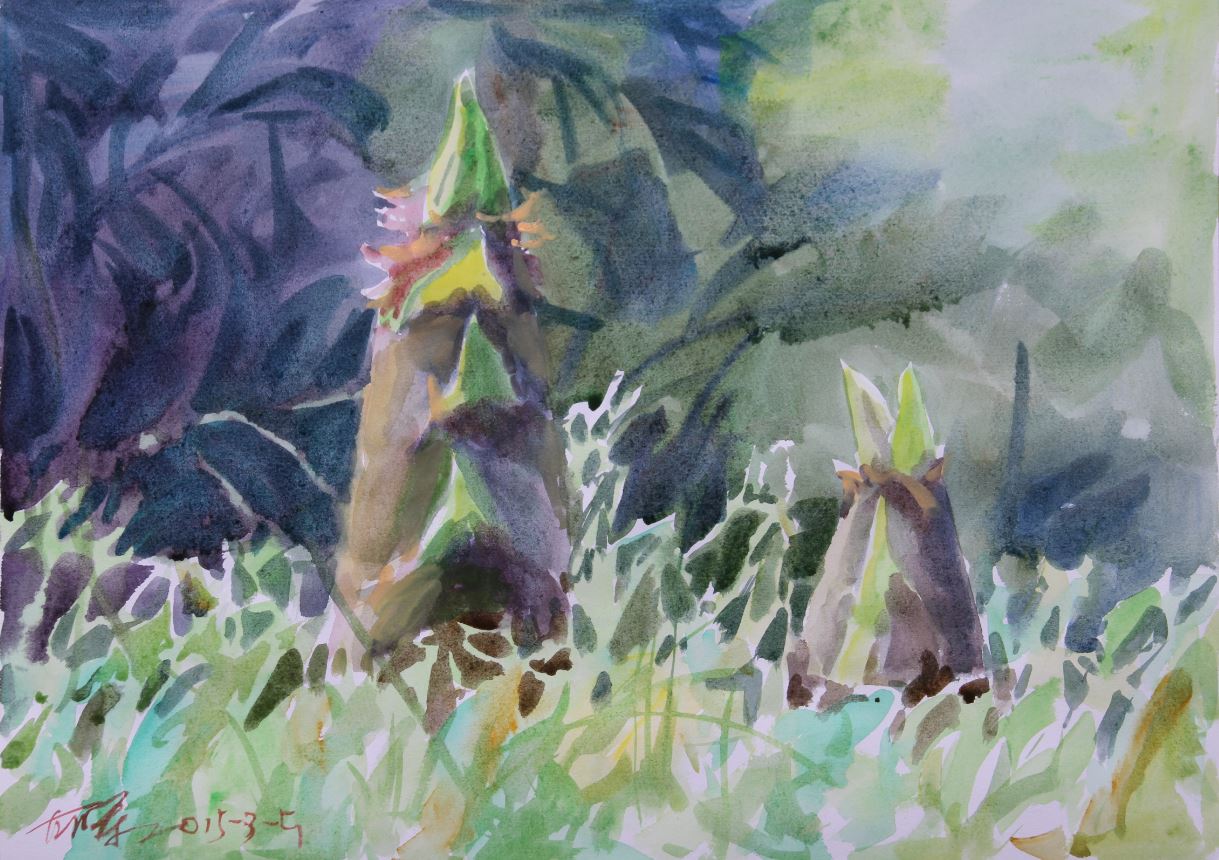 画家胡军,2015年创作水彩画,尺寸:53cm x 38cm 商品编号:396 数量